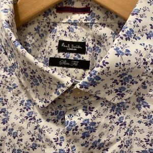 Paul Smith London mens slim fit floral cotton shirt. 17” neck 43 body